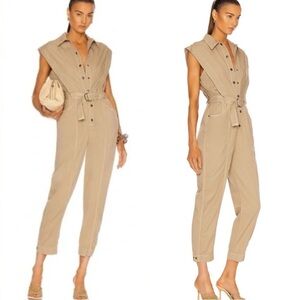 NOAM Lanux Khaki Beige Sleeveless Tan Jumpsuit